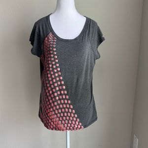 Ideology womens gray&pink&silvercapped sleeve teeshirt